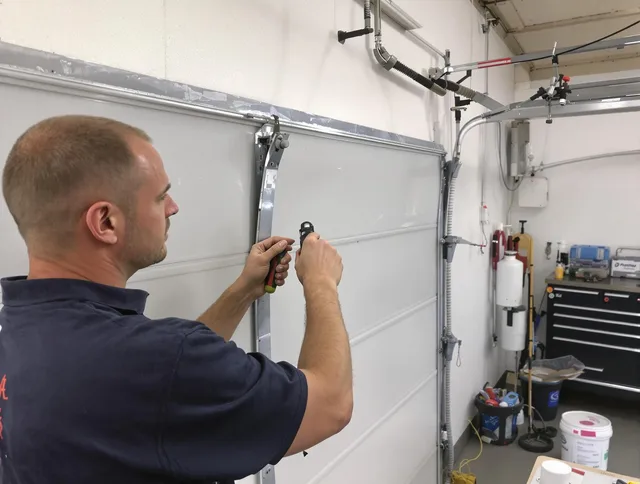 Before and after garage door dent repair by Somers Garage Door Repair in Somers