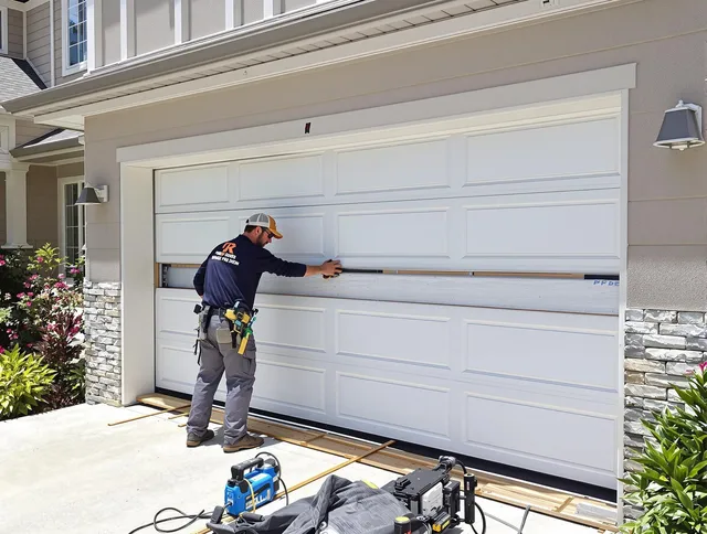 Somers Garage Door Repair team performing complete garage door replacement at Somers residence