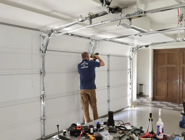 Somers Garage Door Repair certified technician performing precision garage door repair in Somers