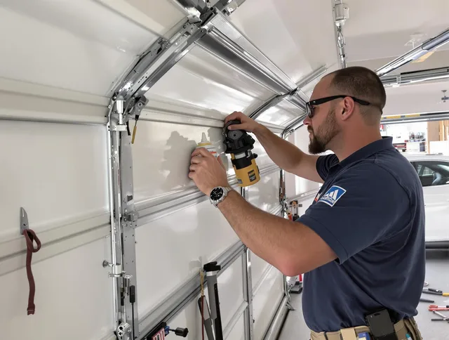 Somers Garage Door Repair technician quieting a noisy garage door in Somers